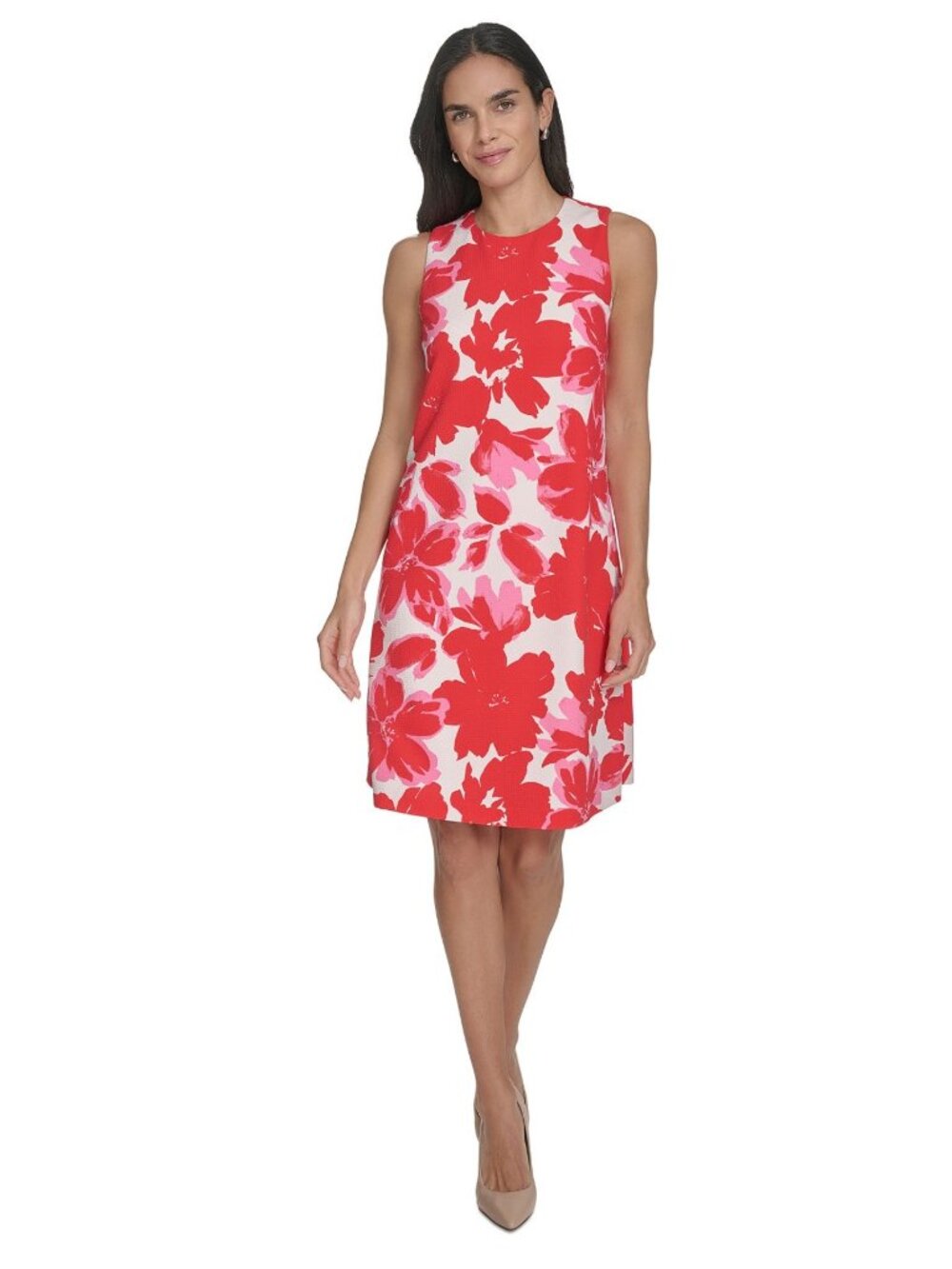 Jessica Howard Red & Pink Floral Sleeveless A-Line Dress Size 6 NWT